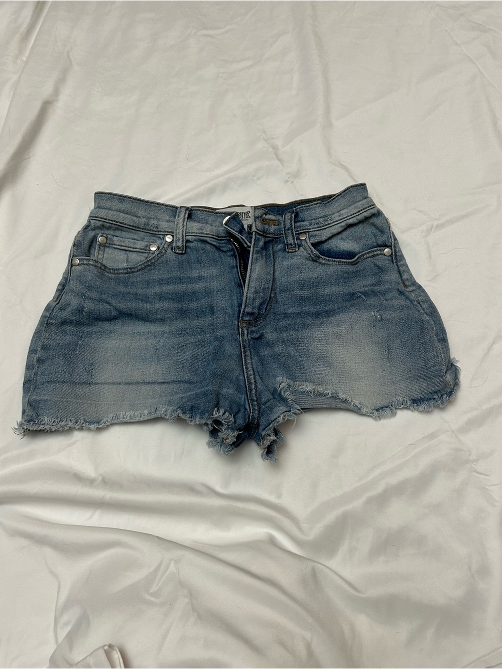 PINK Victoria's Secret Light Blue Distressed Denim Cutoff Shorts